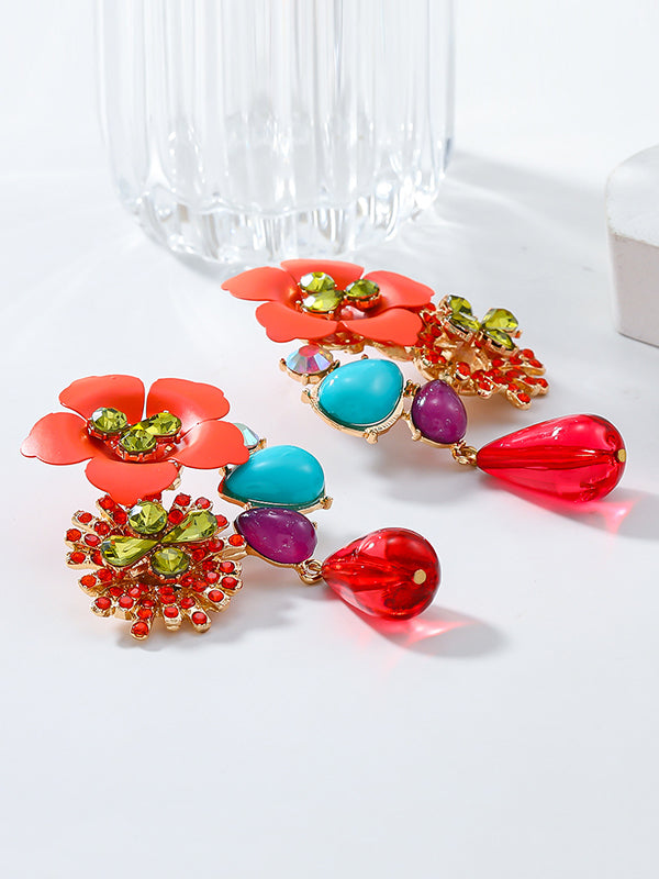Flower Shape Drop Earrings