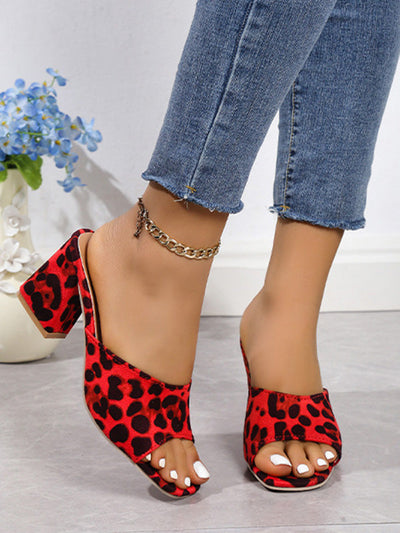 Leopard Open Toe Pumps Sandals Slippers
