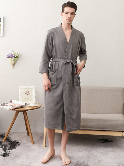 Comfortable Solid Bandage Thin Pajama Robe