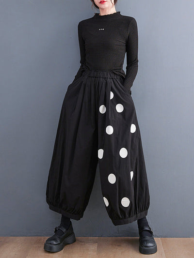 Original Creation Loose Wide Leg Polka-Dot Casual Pants Bottoms