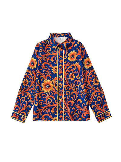 Long Sleeves Buttoned Flower Print Lapel Blouses&Shirts Tops