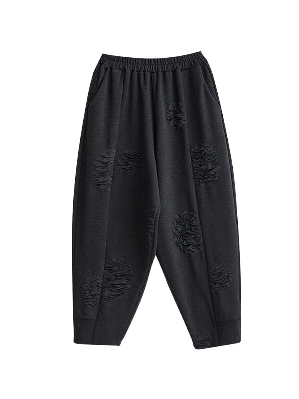 Long Sleeves Asymmetric Solid Color Split-Joint V-Neck T-Shirts Top + Harem Pants Elasticity Pants Bottom Two Pieces Set