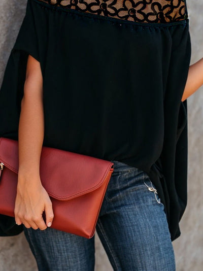 Embroidered See-Through Solid Color Split-Joint High Neck T-Shirts Tops