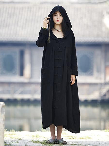 National Style Mistarious Linen Cape Coat