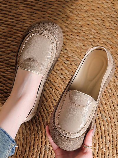 Women Summer Casual Genuine Leather Platform Shoes
