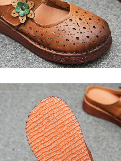 Women Summer Vintage Genuine Leather Sandals