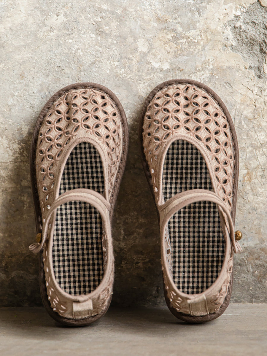 Women Ethnic Cloth Hollow Out Summer Shoes