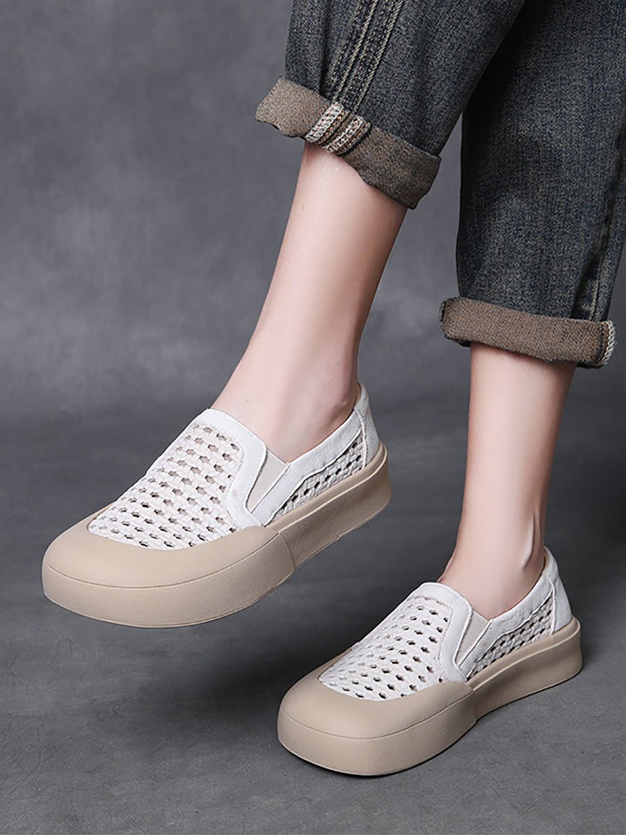 Women Casual Summer Soft Leather Flat Shoes