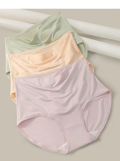 6 Pieces Summer Women Pure Color High Waist Underwear