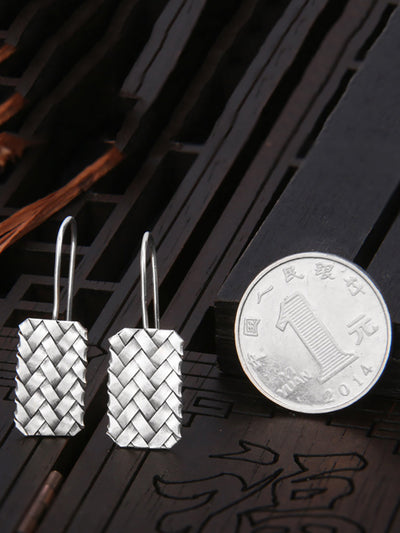 Women Vintage S925Silver Knitted Ethnic Earrings