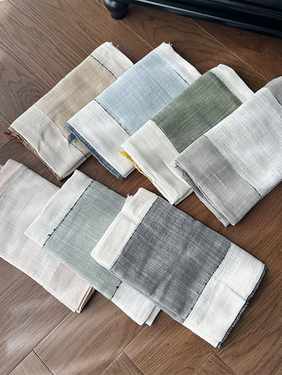 Women Summer Artsy Colorblock Cotton Tassel Scarf