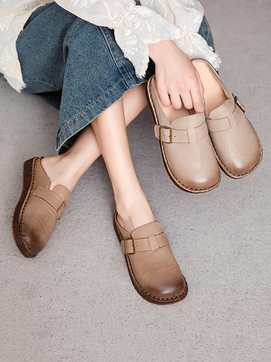 Women Summer Vintage Casual Leather Sandals