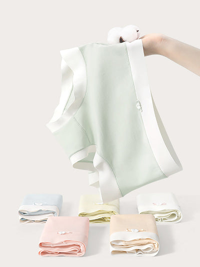 6 Pieces Summer Women Colorblock High Waist Cotton Underwear