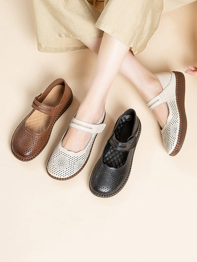 Women Summer Casual Genuinel Leather Low Heel Shoes
