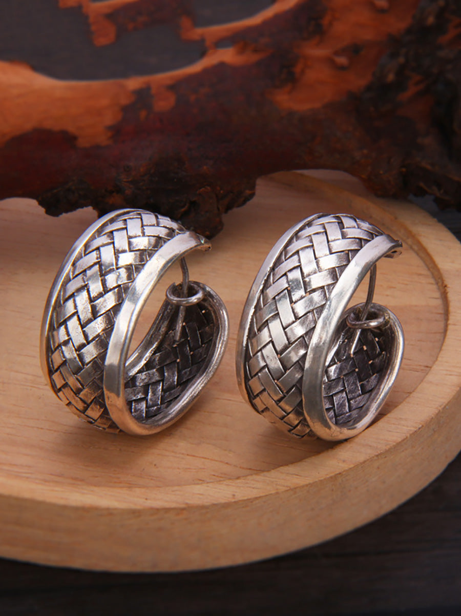 Women Ethnic S925Sliver Weave Earrings