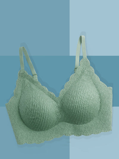 Women Summer Casual Pure Color Satin Seamless Bra