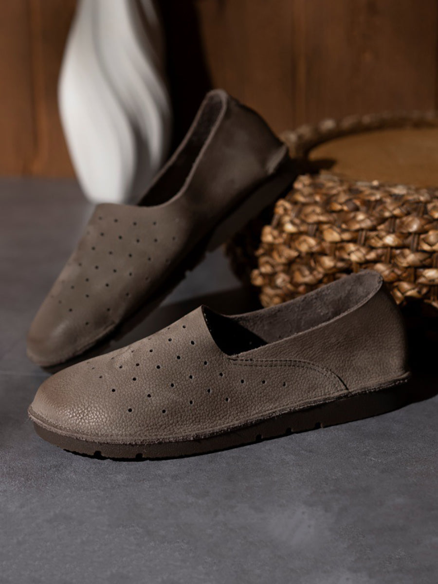 Couple Summer Soft Leather Low Heel Shoes