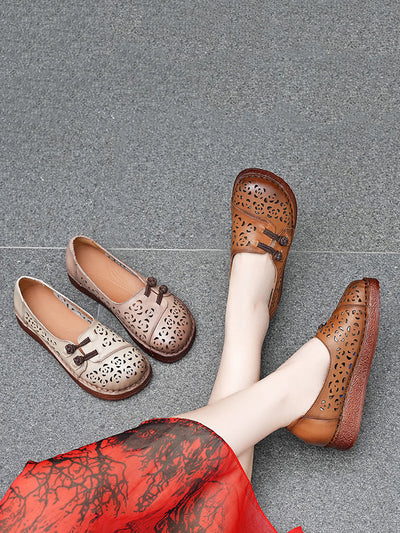 Women Summer Ethnic Hollow Out Low Heel Shoes