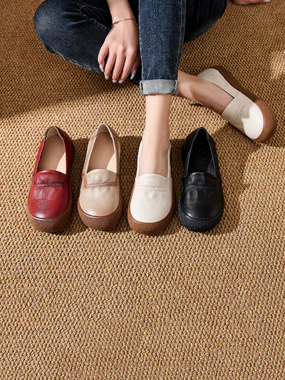 Women Summer Casual Genuine Leather Flat Shoes