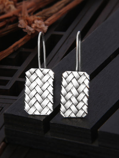 Women Vintage S925Silver Knitted Ethnic Earrings