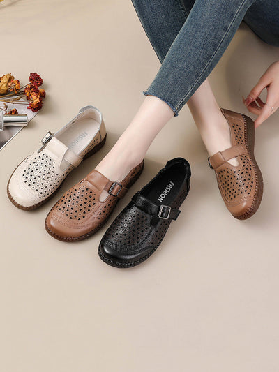 Women Summer Casual Genuine Leather Flat Sandals