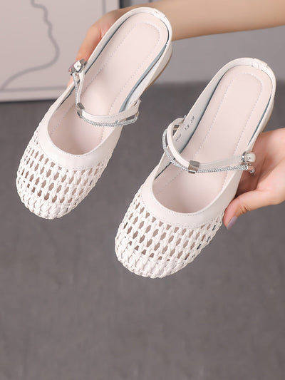 Women Summer Casual Genuine Leather Weave Sandals