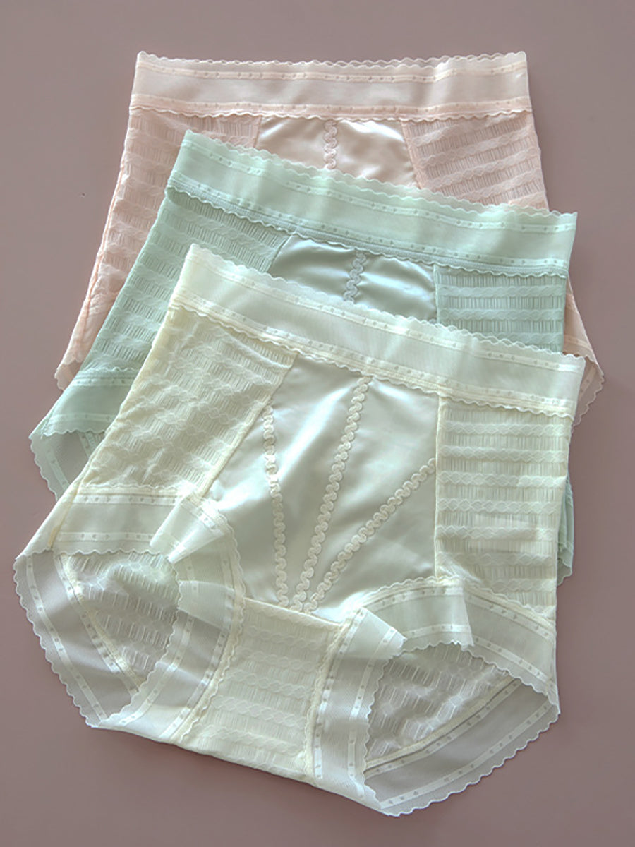 3 Pieces Women Artsy Pure Color Lace Underwear