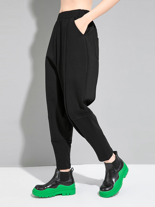 Simple Cool Loose Elasticity Solid Color Casual Harem Pants Bottoms