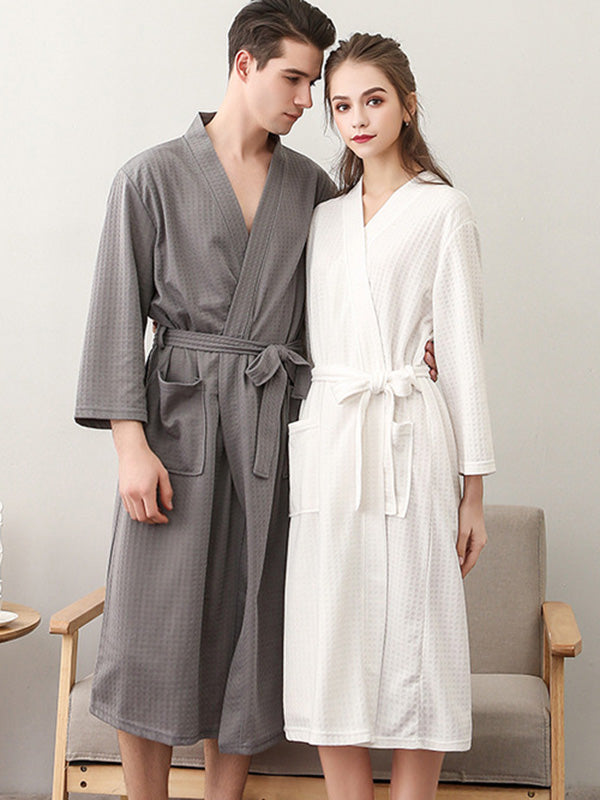 Comfortable Solid Bandage Thin Pajama Robe