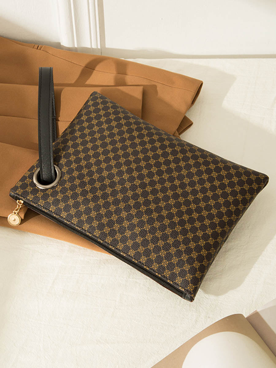 Crocodile Texture Geometric Print Zipper Handbag