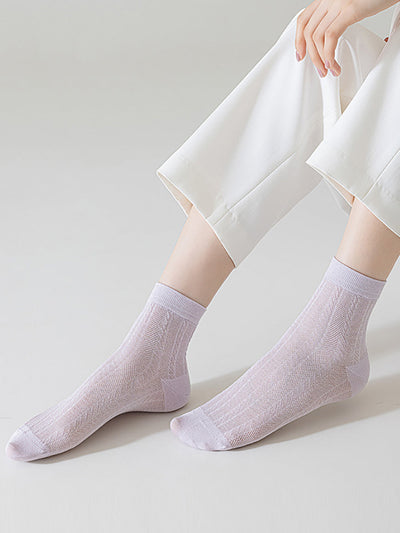 4 Pairs Women Summer Thin Cotton Socks