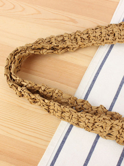 Women Casual Colorblock Straw Weave Shoulder Bag