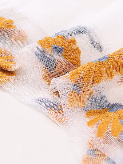 6 Pairs Women Summer Casual Flower Thin Socks