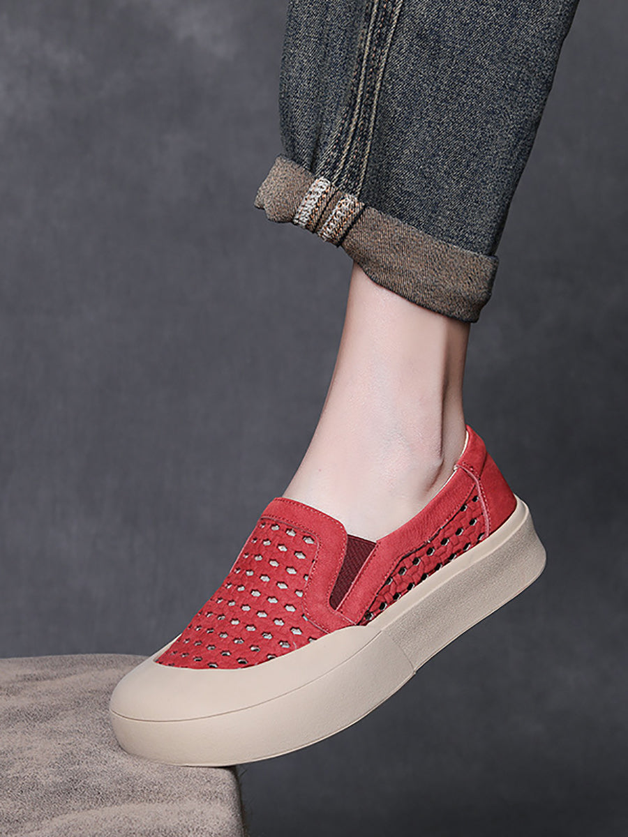 Women Casual Summer Soft Leather Flat Shoes