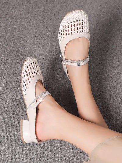 Women Summer Casual Genuine Leather Weave Sandals