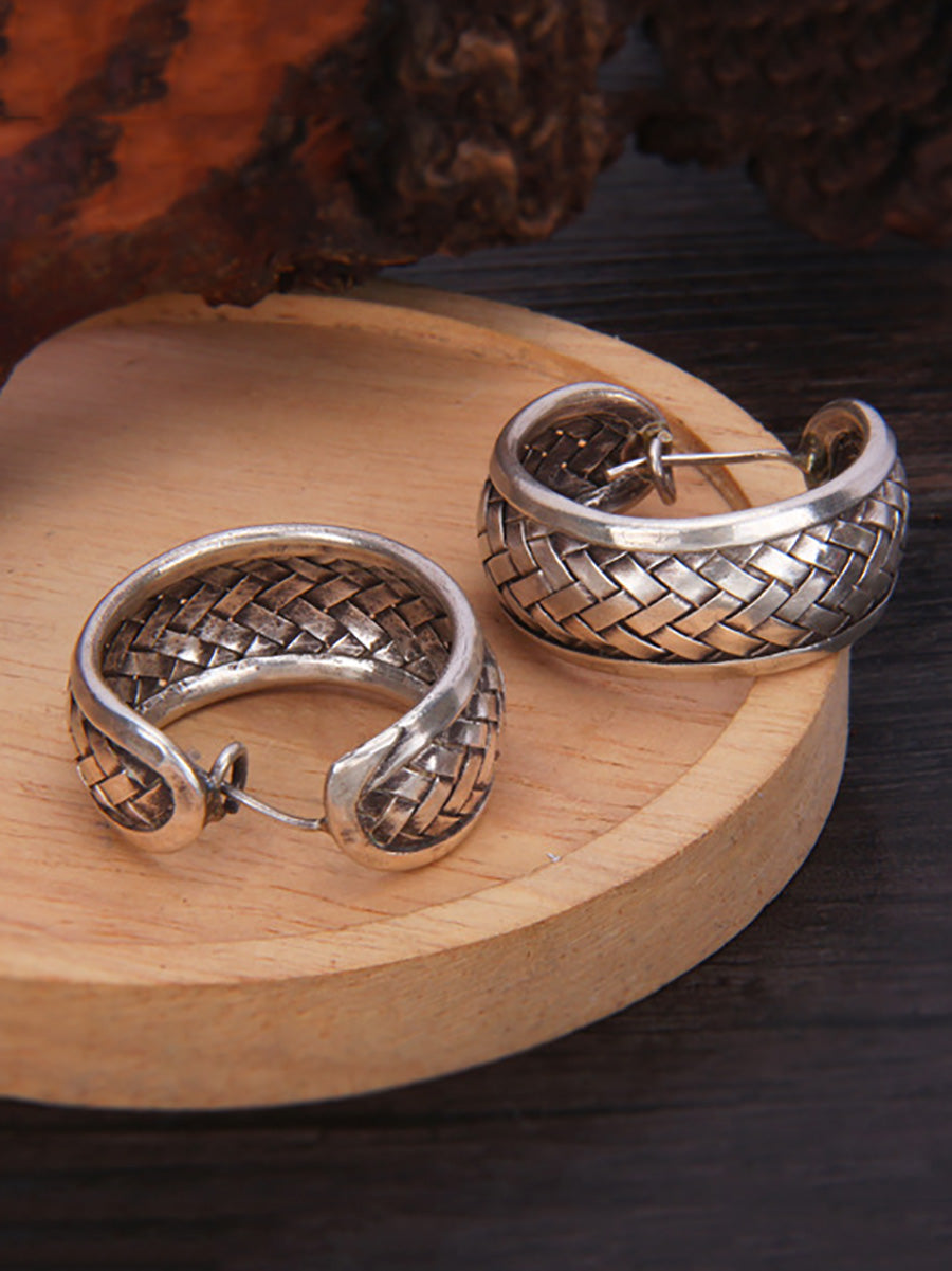 Women Ethnic S925Sliver Weave Earrings