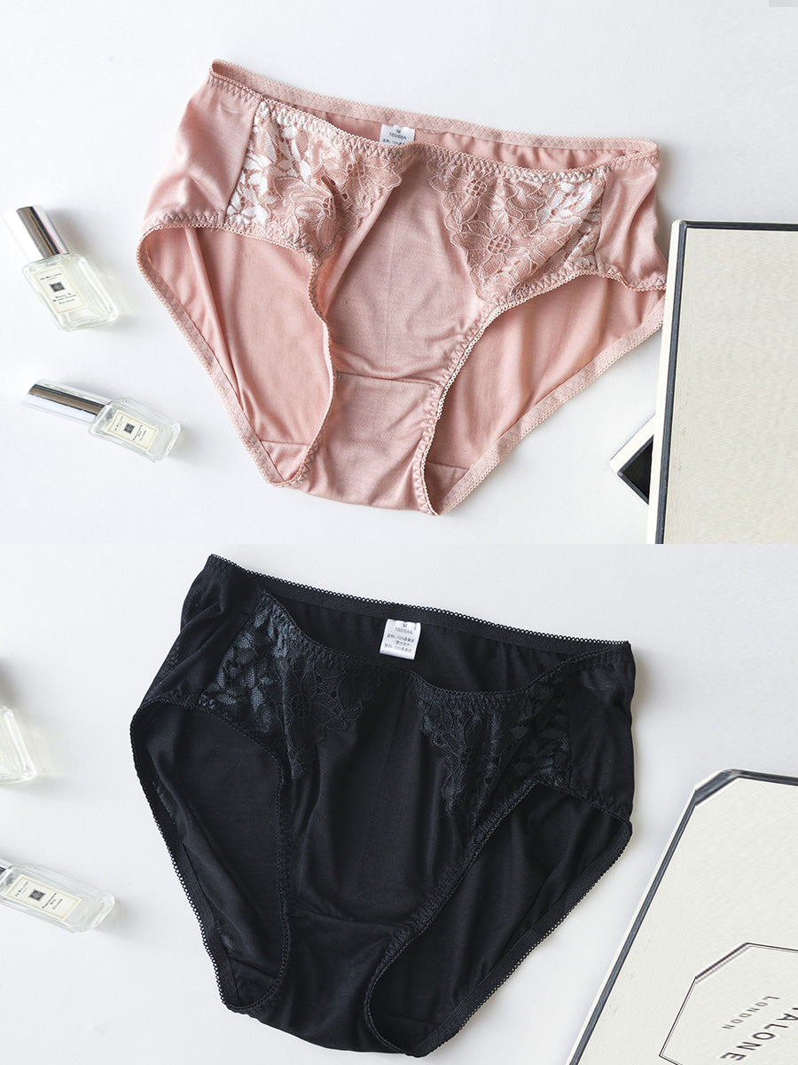 2 Pieces Women Summer Lace Flower Underwear
