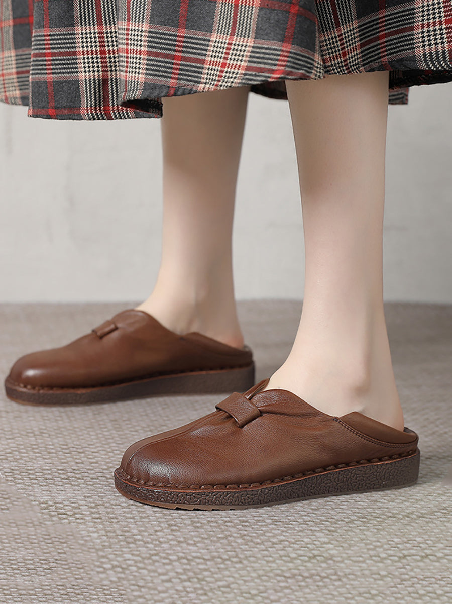 Women Casual Summer Genuine Leather Flat Shoes