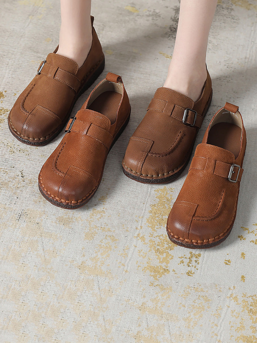 Women Vintage Summer Genuine Leather Flat Shoes