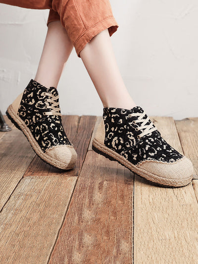 Women Ethnic Print Linen Cotton Shoes