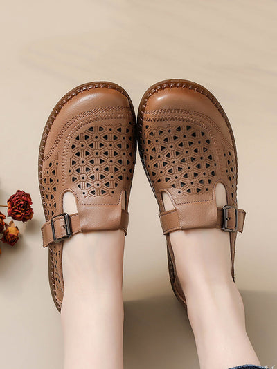 Women Summer Casual Genuine Leather Flat Sandals