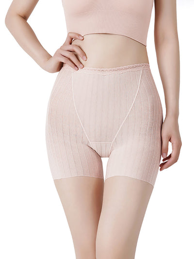 Women Pure Color Lace Waist Safety Bottom Pants