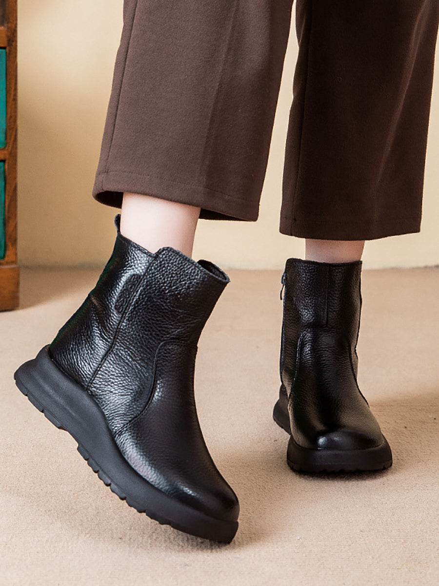 Women Vintage Genuine Leather Ankle Boots