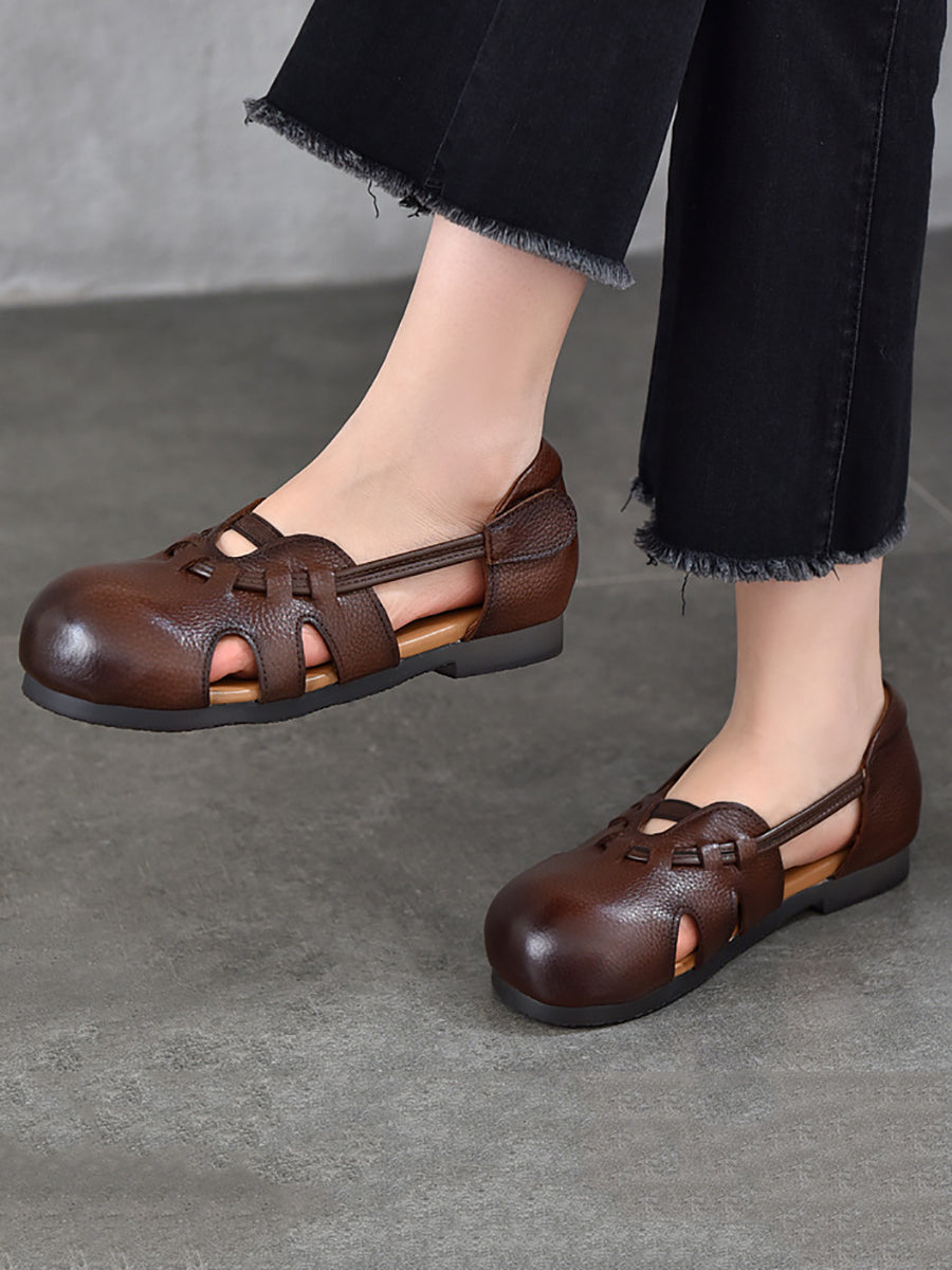 Women Casual Summer Genuine Leather Low Heel Shoes