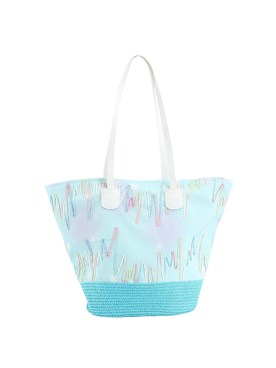 Women Artsy Straw Spliced Large Capacity Bag