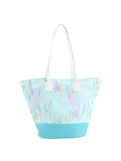 Women Artsy Straw Spliced Large Capacity Bag