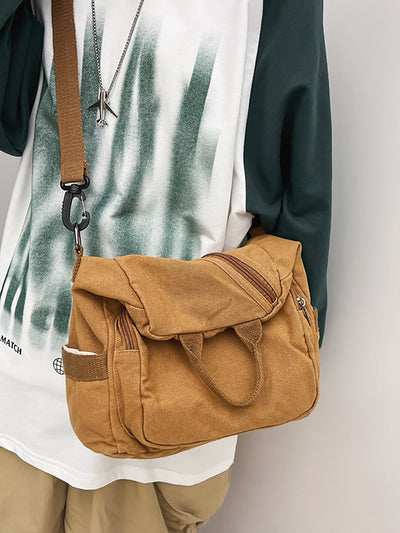Japan Style Canvas Solid Shoulder Bags Backpack