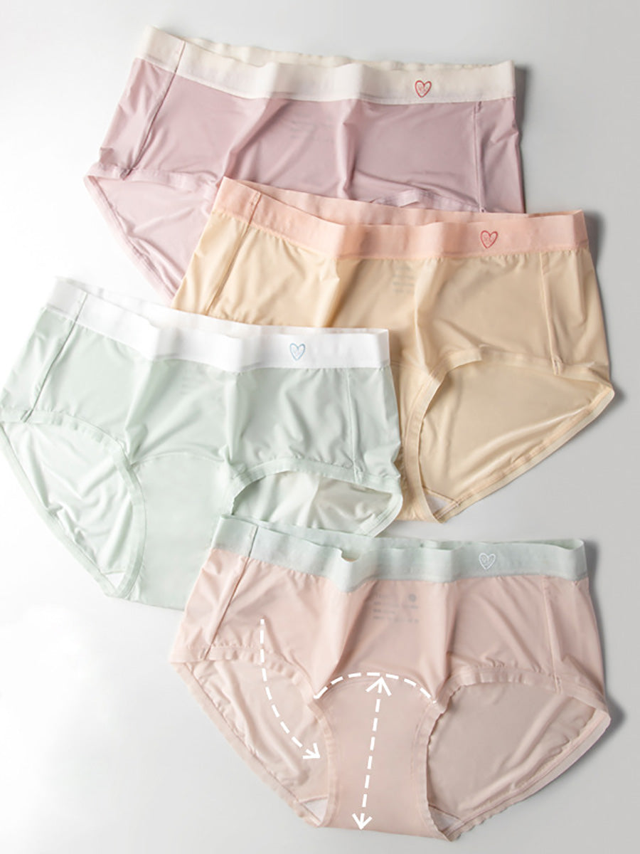 4 Pieces Summer Women Colorblock 100%Cotton Underwear