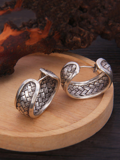 Women Ethnic S925Sliver Weave Earrings