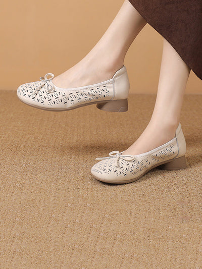 Women Summer Artsy Genuine Leather Low Heel Shoes